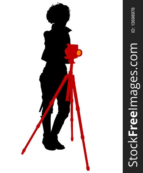 Image of young photographers with equipment at work. Image of young photographers with equipment at work