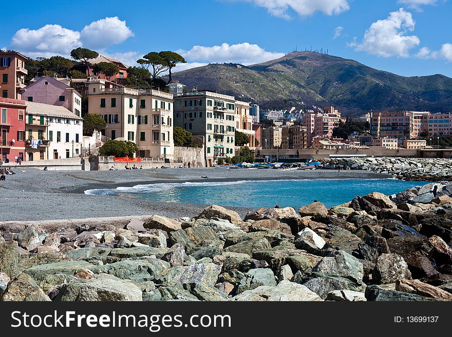 A view from sea to hills in Liguria. A view from sea to hills in Liguria