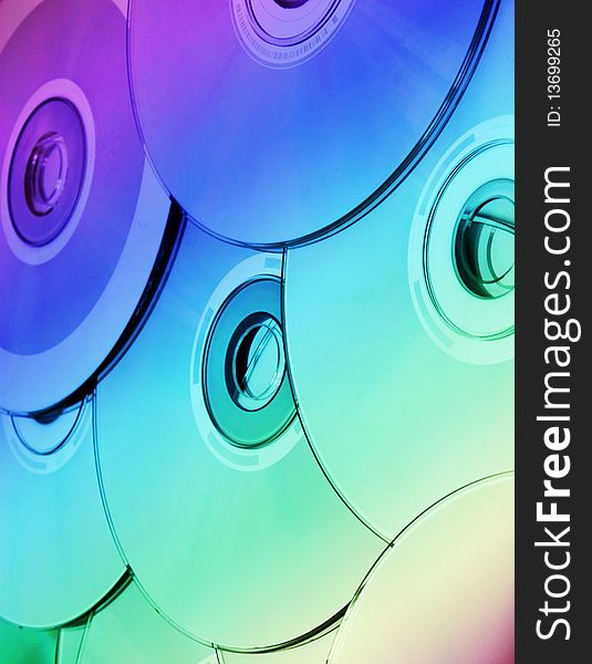 Colored compact discs as background