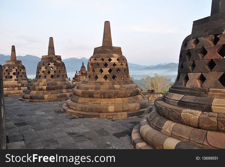 Stupa at Borobudur temple, a World Heritage Site in Java, Indonesia. Stupa at Borobudur temple, a World Heritage Site in Java, Indonesia