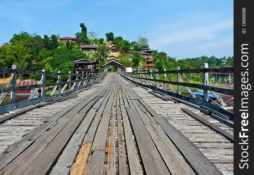 The longest wood bridge in Thailand