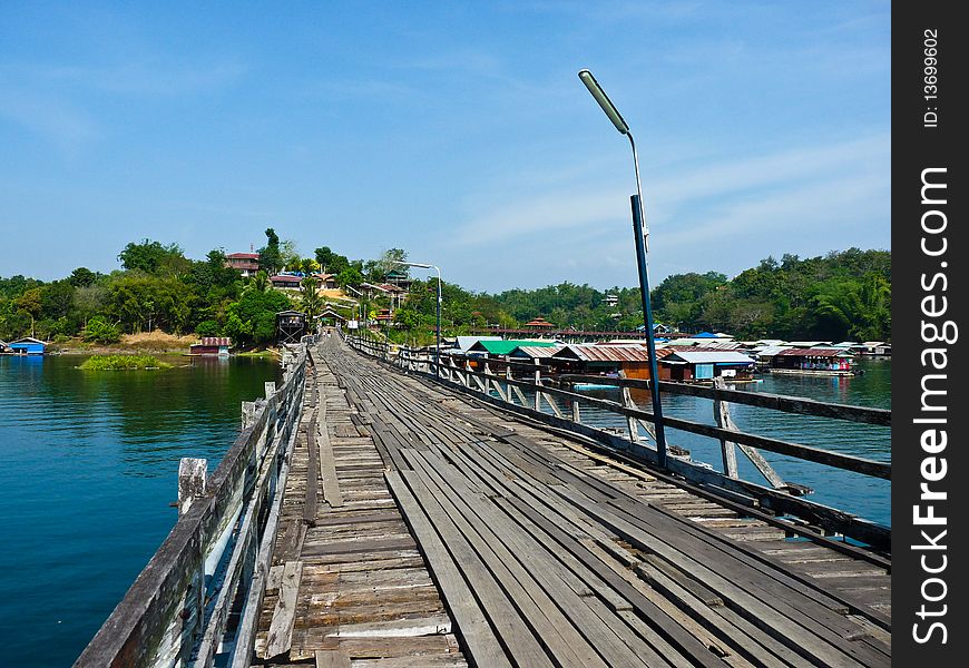 The longest wood bridge in Thailand