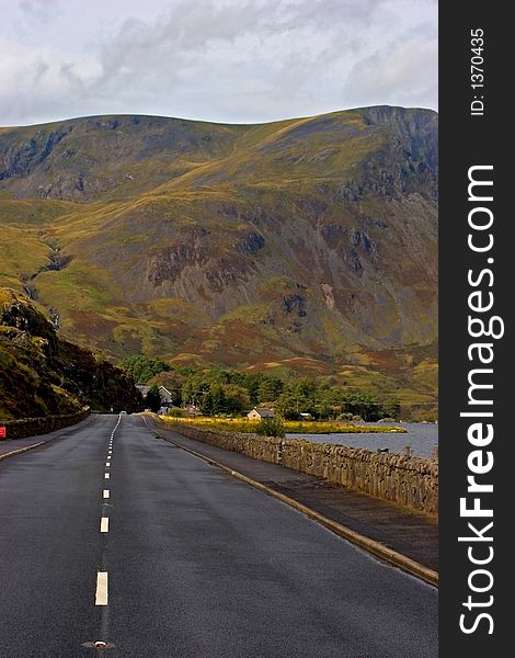 A road into the mountains, Snowdonia, Wales, UK. A road into the mountains, Snowdonia, Wales, UK