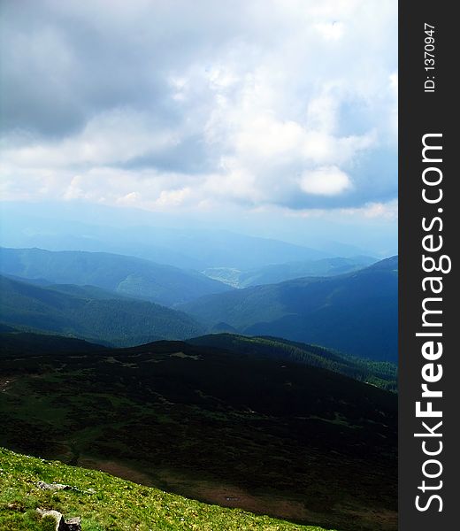 View on mountains displaying aerial perspective