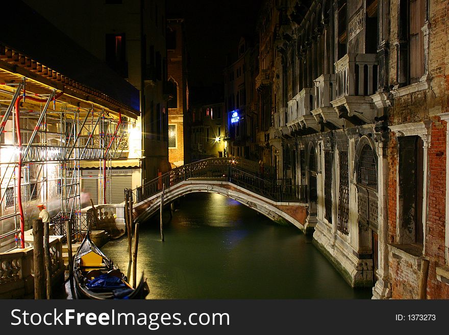 Bridge at night in venice. Bridge at night in venice