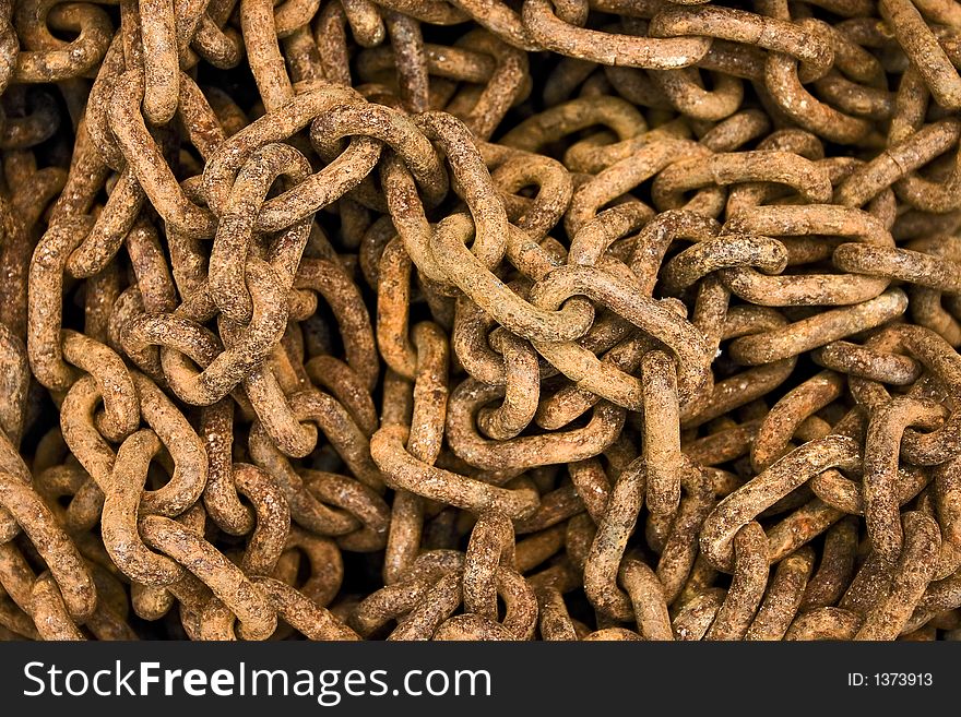 Close-up of an old Rusted iron chain