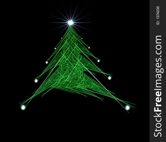 Fractal abstract - christmas tree (with star and decorations)