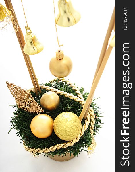 Close-up of christmas ornament with white background