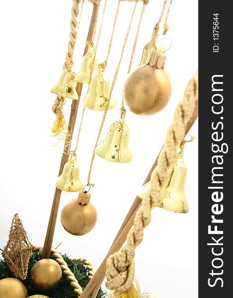 Close-up of christmas ornament with white background