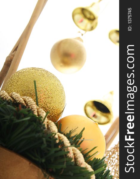 Close-up of christmas ornament with white background