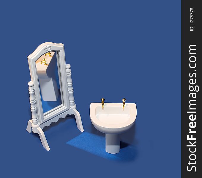 Photo of toilet items in a doll house. Photo of toilet items in a doll house