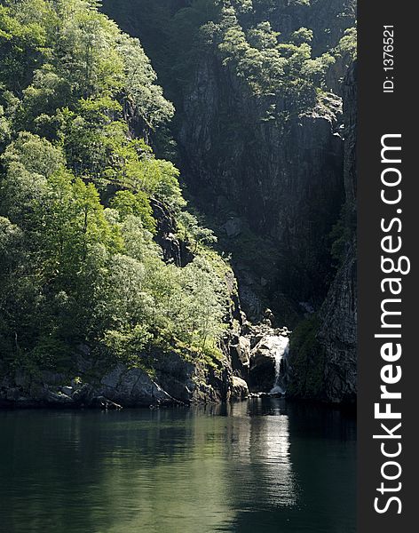 Picture of waterfall in Lysefjord in Norway.