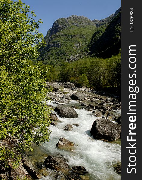 Picture of mountain river in central Norway.