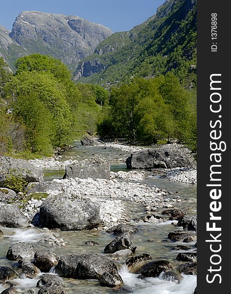 Picture of mountain river in central Norway.