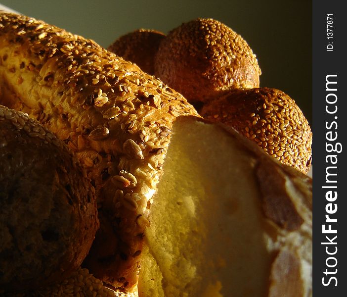 Various bread, pastry and sesame. Various bread, pastry and sesame