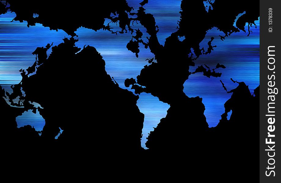 World map with black background - idela for making alpha channel.