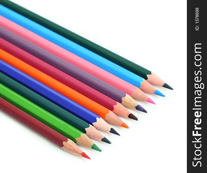 Isolated colourful pencils on white
