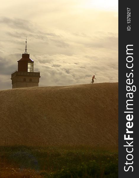 A danish lighthouse covered by sand. A danish lighthouse covered by sand