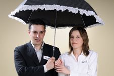 Fired Man And Woman Showing Identical Situation Stock Photos