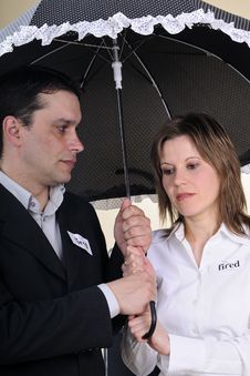 Upset Man And Woman Showing Identical Situation Stock Image