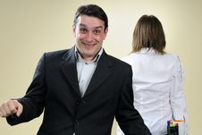 Happy Business Man Having Fun In Office Stock Photo