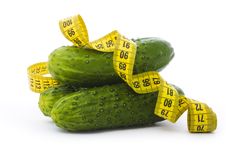 Cucumbers With A Measuring Tape Royalty Free Stock Photography Cucumbers With A Measuring Tape Royalty Free Stock Photography