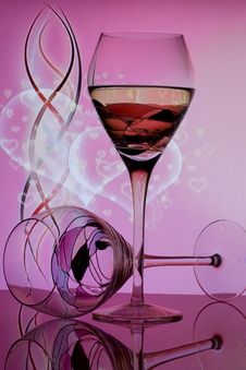Wine Glasses With Hearts Bubbles Royalty Free Stock Image Wine Glasses With Hearts Bubbles Royalty Free Stock Image
