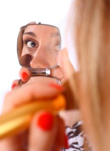 Woman Looking In To The Mirror Royalty Free Stock Photography Woman Looking In To The Mirror Royalty Free Stock Photography