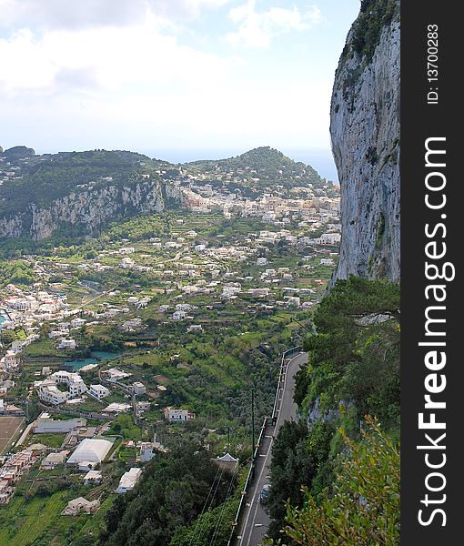 Aerial view on Capri island, Italy