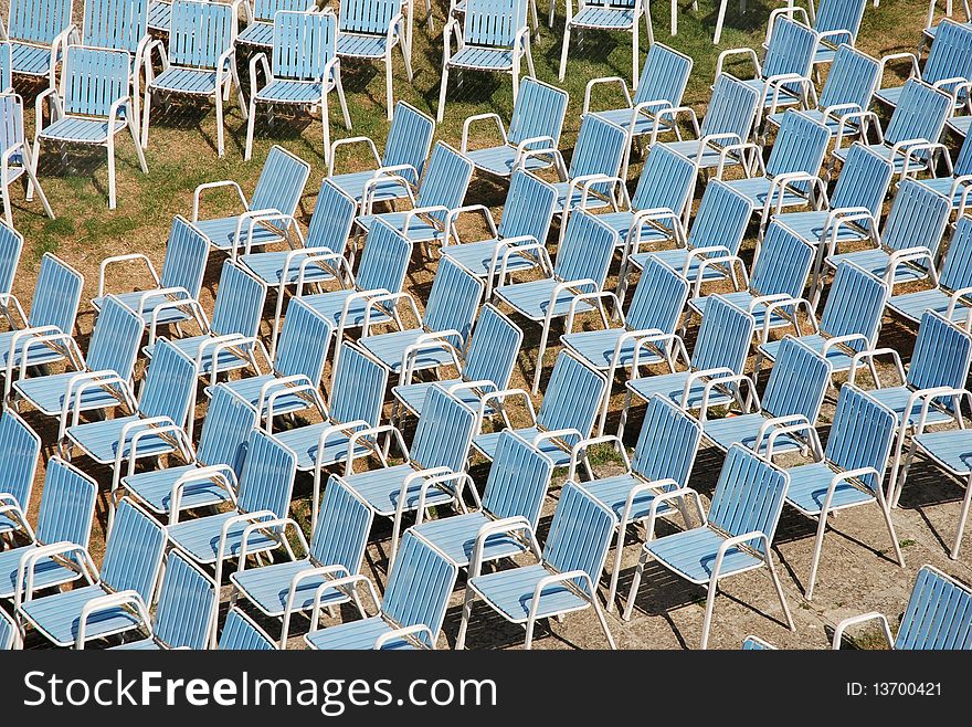 Rows of empty chairs outdoor