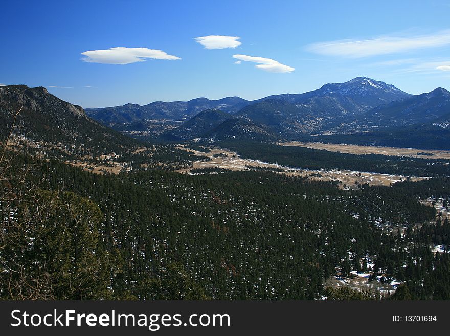 A cross-country view of the beautiful state of Colorado within Rocky Mountain National Park