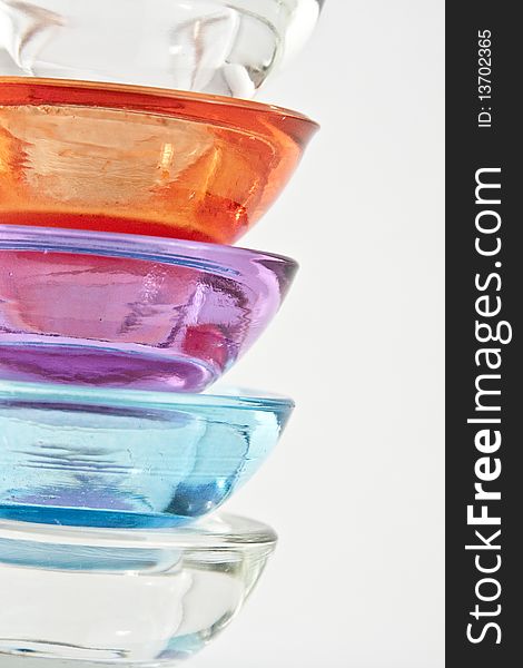 Colorfull glass stack ashtrays isolated