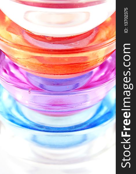 Colorfull glass stack ashtrays isolated