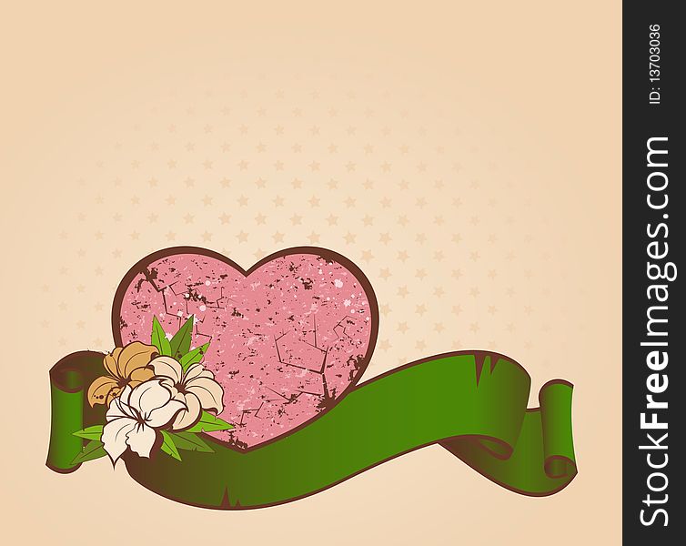 Background with  flowers and heart