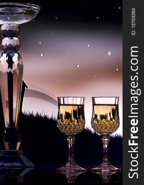 Wine Classes With Night Sky Background