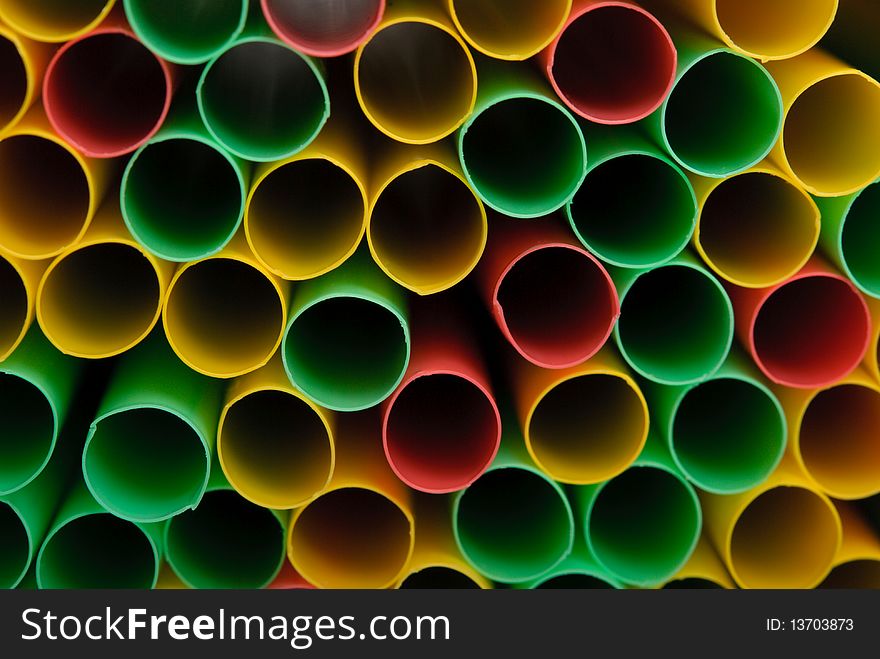 Many Multi-coloured Straws For Drinks