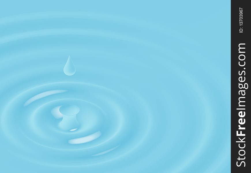Illustration of Water Drop making waves