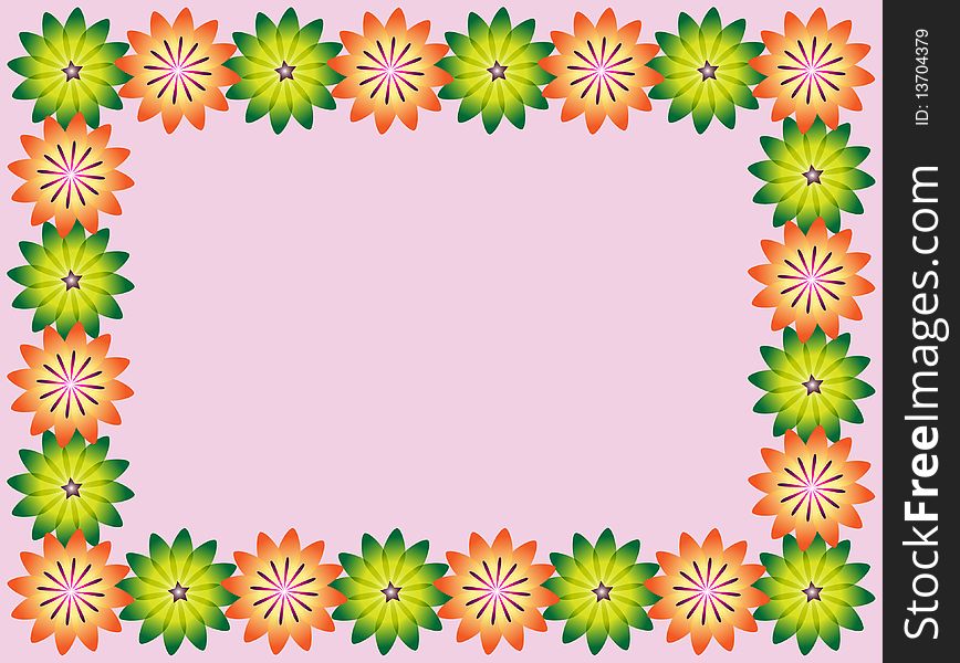 Background with flowers, vector, frame. Background with flowers, vector, frame