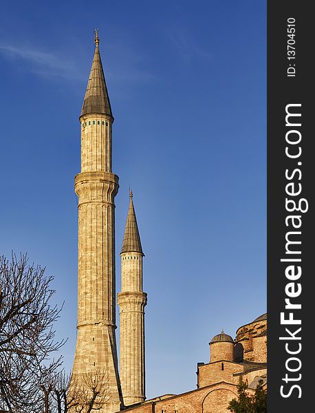 Turkey, Istanbul, St. Sophia Cathedral at sunset (built in the 4th century by Costantine the Great and reconstructed in the 6th century by Justinian