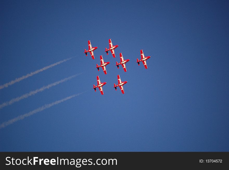 Airplanes flying in a formation. Airplanes flying in a formation