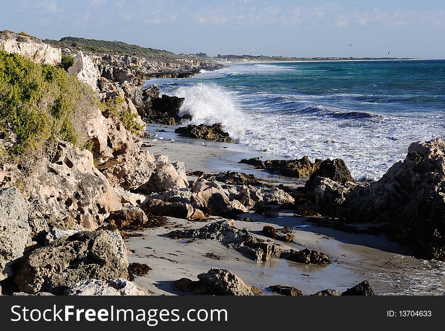 Large ocean waves crashing on the shore