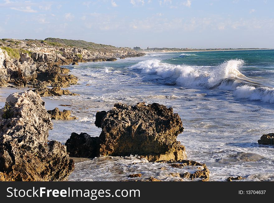 Large ocean waves crashing on the shore