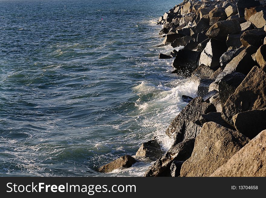 Large ocean waves crashing on the shore