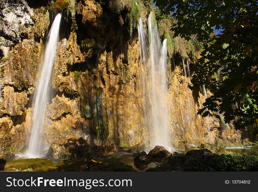 Waterfall in Plitvice National Park in Croatia