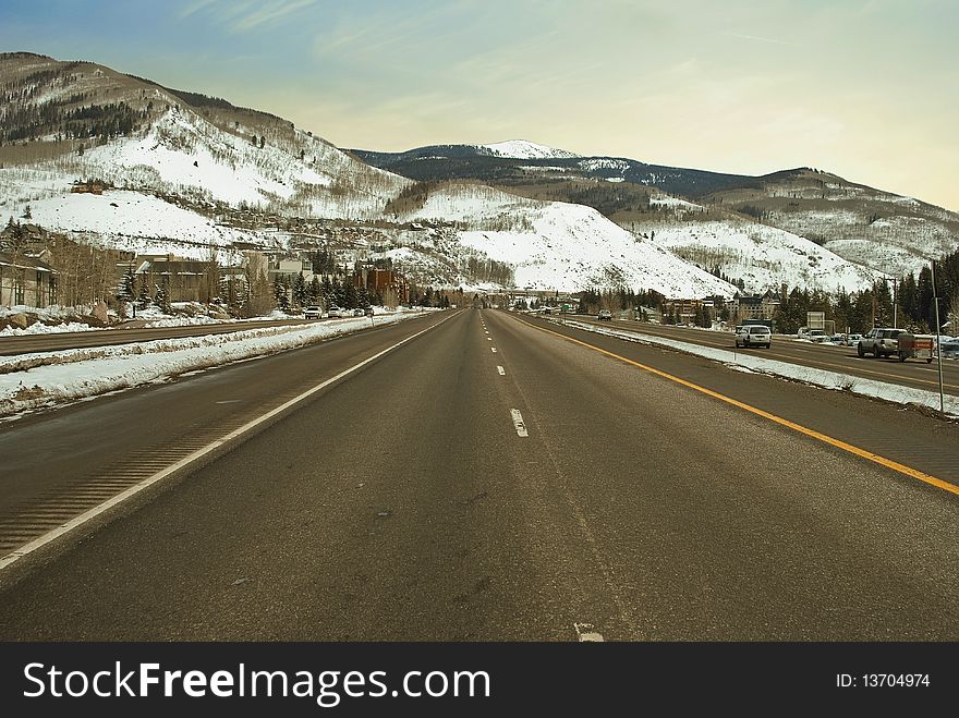 Freeway I-70 trought th mountains in vail colorado,usa. Freeway I-70 trought th mountains in vail colorado,usa