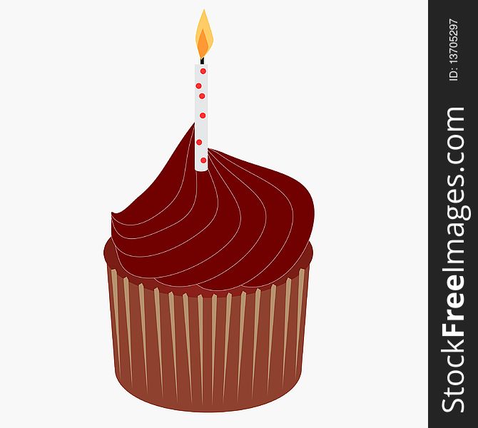 Delicious chocolate cupcake with birthday candle