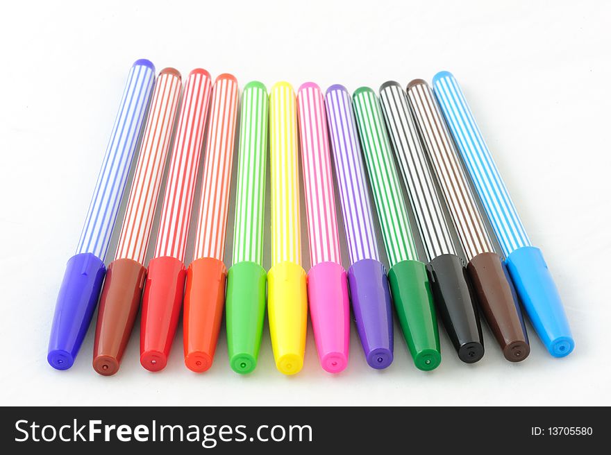 Color Pens isolated on white background