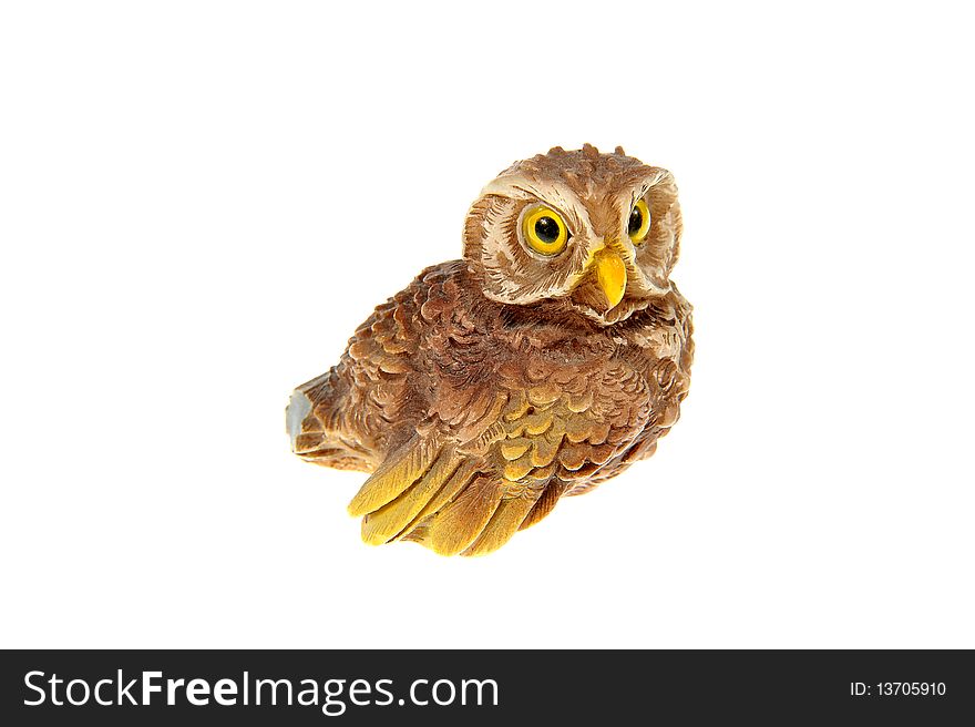 Isolated wooden brown owl trinket