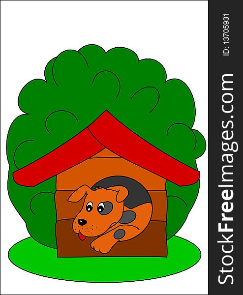 dog doghouse animal green nature red domestic. dog doghouse animal green nature red domestic