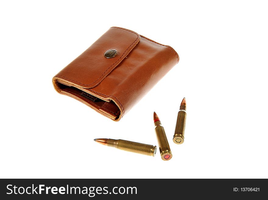 Three bullets with a leather case